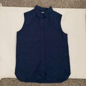 Light summer navy blue linen shirt